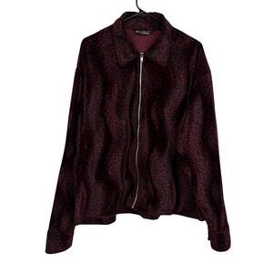 Serious Clothing Velour Leopard Jackets Mens XL Red Animal Full ZIp Y2K Punk